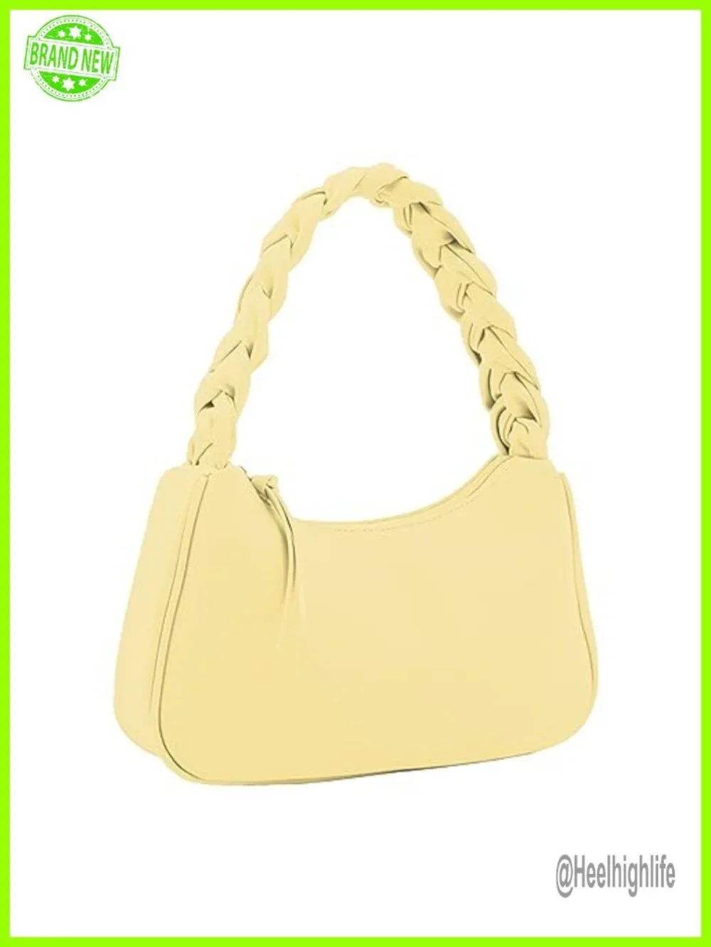 Braided Top Handle Hobo Shoulder Bag Faux Leather Vegan